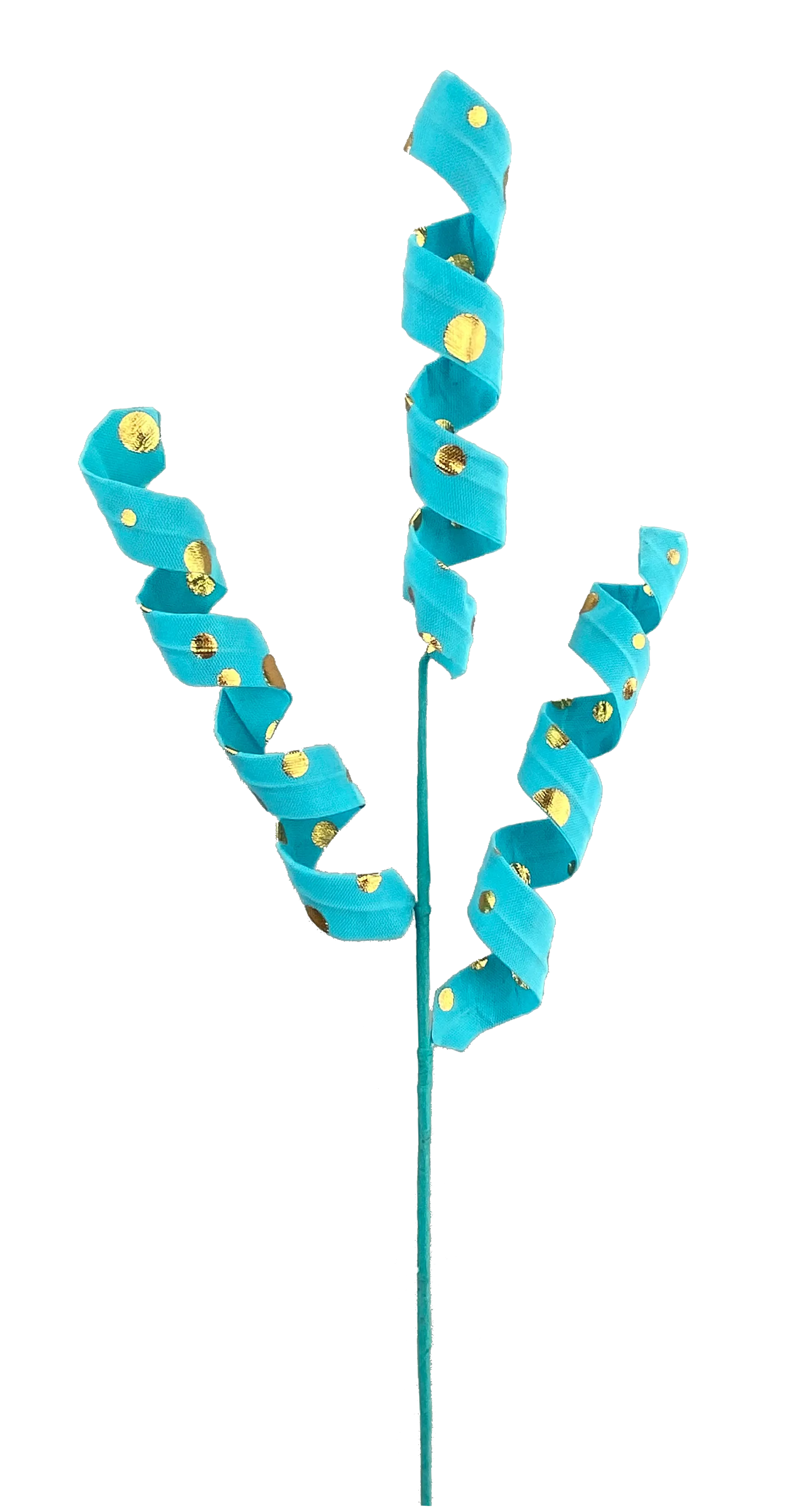 24" Blue and gold Polka dot curly spray with 3 Stems  62991BLGD