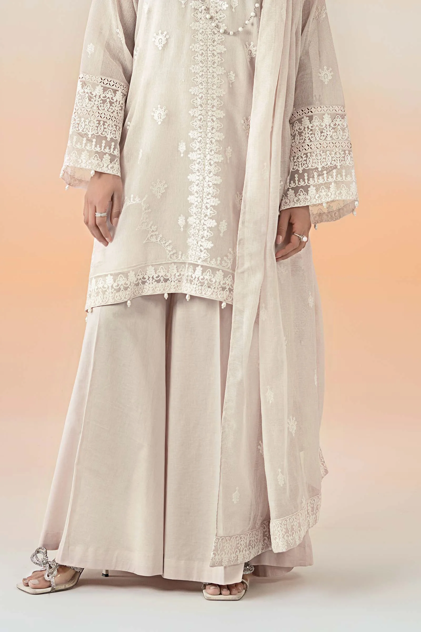 3 Piece Embroidered Cotton Net Suit | DW-EF25-92