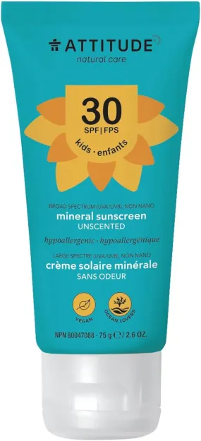 Attitude Baby & Kids Moisturizer Mineral Sunscreen SPF 30 (75g) - unscented