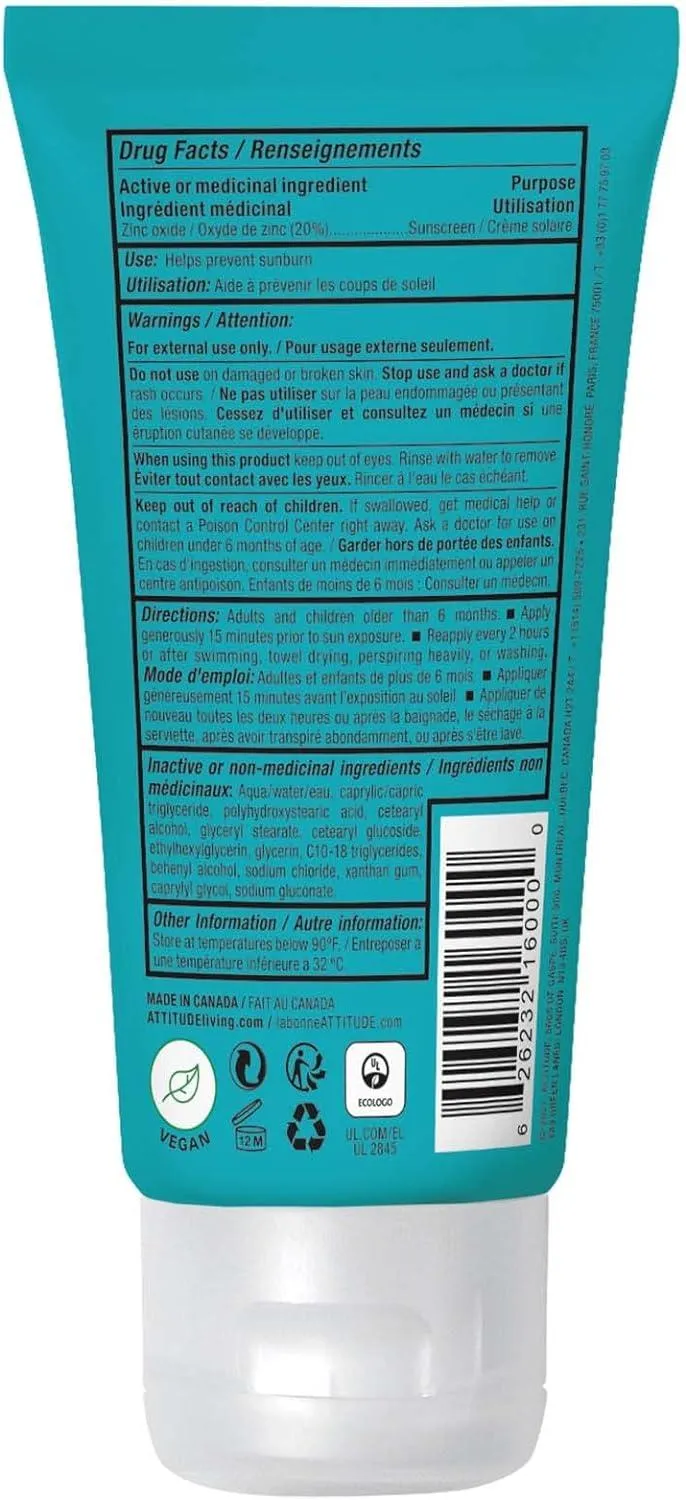 Attitude Baby & Kids Moisturizer Mineral Sunscreen SPF 30 (75g) - unscented