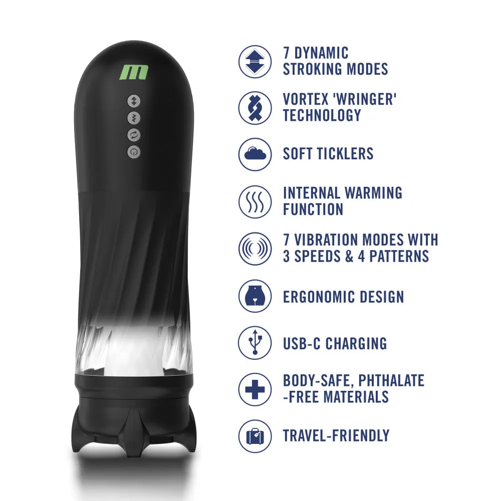 Blush M For Men | Quantum X – Vibrating, Thrusting & Twisting Automatic Male Masturbator With Internal Warming – Black