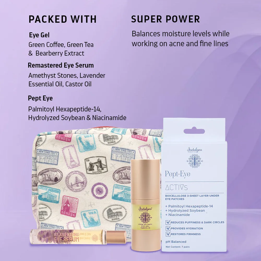 Eye Love You Combo - Remastered Rejuvenating Eye Serum   Eyes On Duty Eye Gel   Pept Eye - Biocellulose 3-Sheet Layer Under Eye Patches