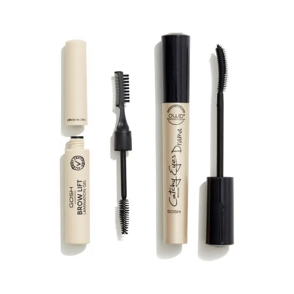 Join The Hype! zestaw Catchy Eyes Drama Mascara tusz do rzęs 10ml   Brow Lift Laminating Gel żel do laminacji brwi 6ml