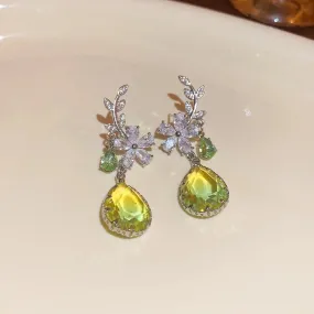 Lemon Green Gradient Floral Danglers
