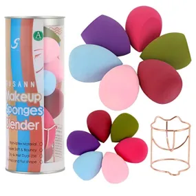 Makeup Sponge Blender Beauty Sponge Set 12pcs and Beauty Foundation Sponge Blender Holder 1PCS,Blending Sponges Cosmetic Puff Flawless for Cream, Liquid Foundation & Powder,Gift for Women