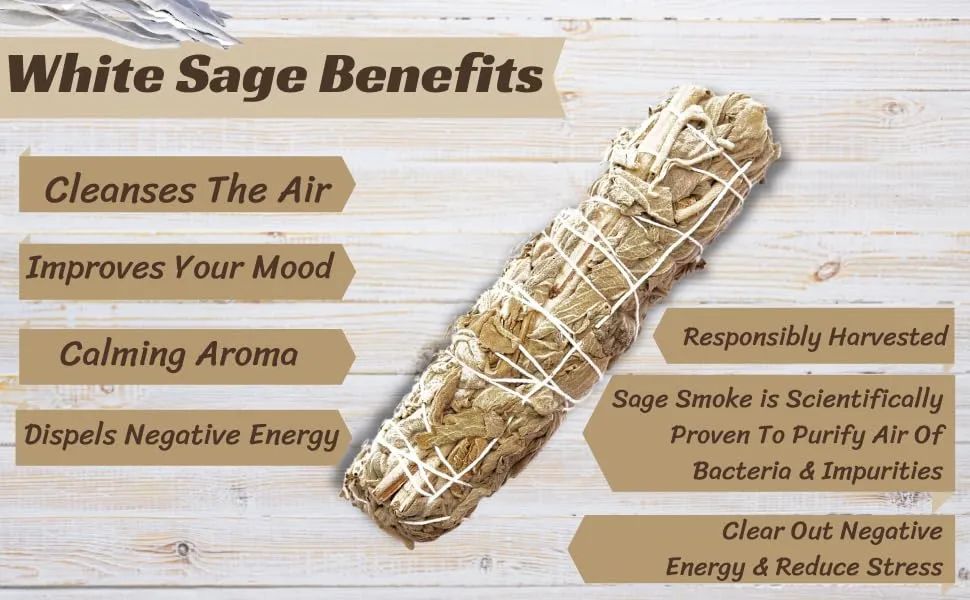 Natraj Creations Indian White Sage 4 Bundle Smudging sage Sticks for Cleansing Home Smudge Rituals (6 Inches, 25-30 Grams Each) Incense Sticks for Removing Negativity,Spiritual Healing,Improves Sleep
