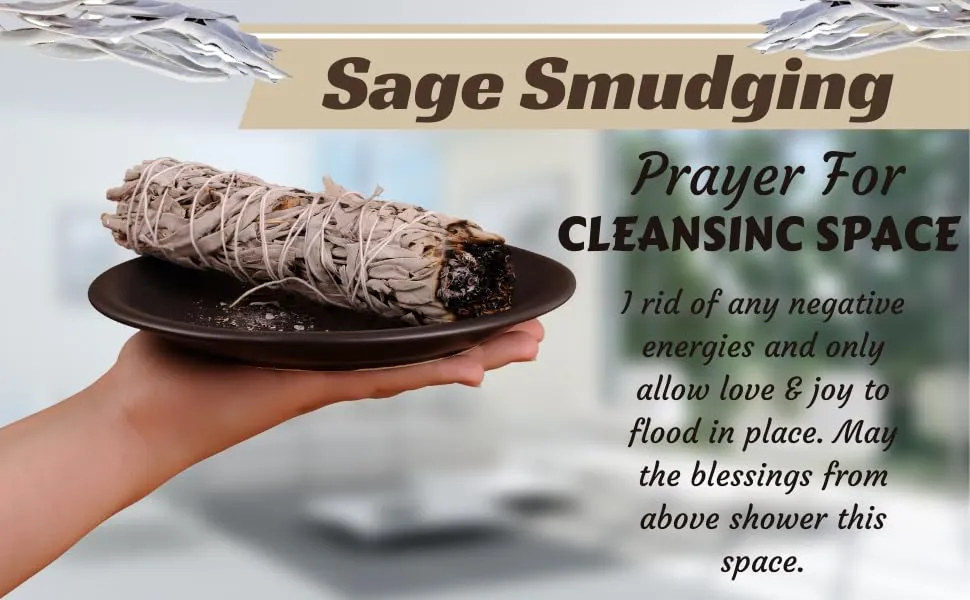 Natraj Creations Indian White Sage 4 Bundle Smudging sage Sticks for Cleansing Home Smudge Rituals (6 Inches, 25-30 Grams Each) Incense Sticks for Removing Negativity,Spiritual Healing,Improves Sleep