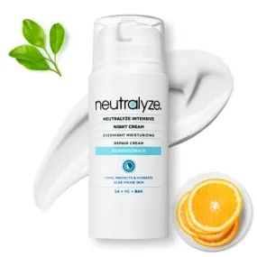 Neutralyze Intensive Night Cream for Face - Medical Grade Bakuchiol, Vitamin C & 2% Salicylic Acid Moisturizer Lotion - Maximum Strength Anti Aging & Anti Acne Moisturizer Cream for Women (90  Day)