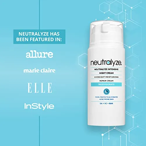 Neutralyze Intensive Night Cream for Face - Medical Grade Bakuchiol, Vitamin C & 2% Salicylic Acid Moisturizer Lotion - Maximum Strength Anti Aging & Anti Acne Moisturizer Cream for Women (90  Day)
