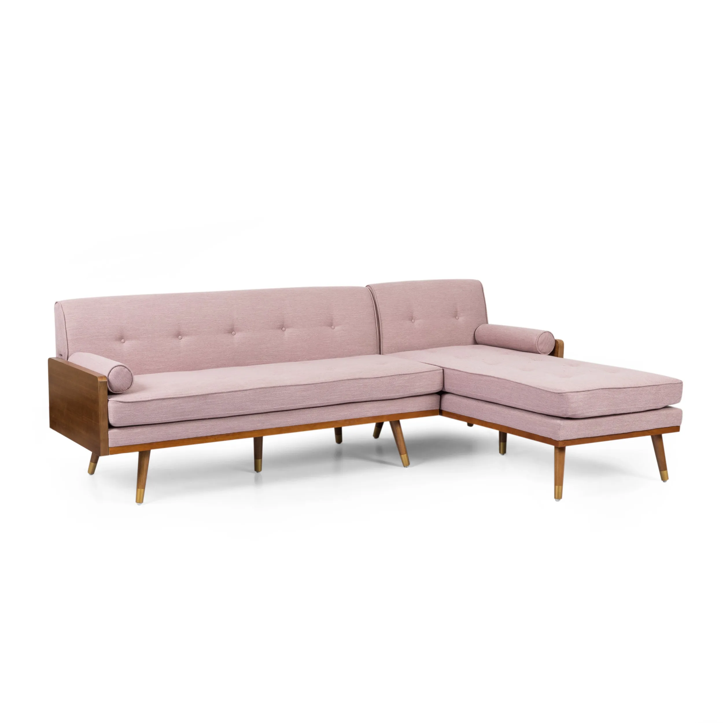 Yaretsi Mid-Century Modern Fabric Chaise Sectional